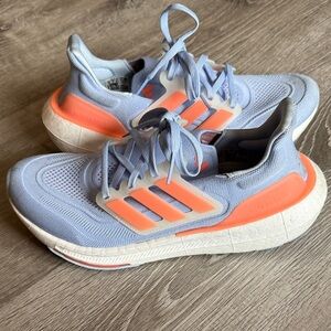 Adidas Sky Blue and Coral Sneakers
